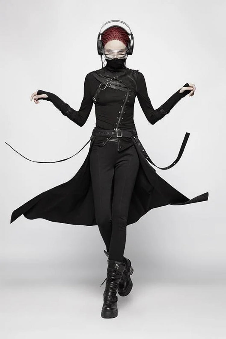 Black Metal Eyelets Detachable Women's Punk Skirt - Product - 4