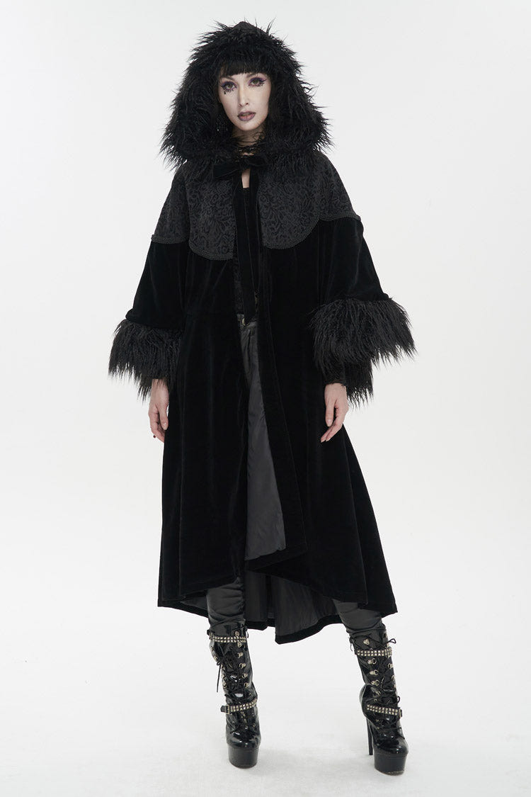 Black Jacquard Fabric Petal Stitching Three-Dimensional Webbing Cape Like Wide Wool Sleeves Women's Gothic Jacket - Product - 3