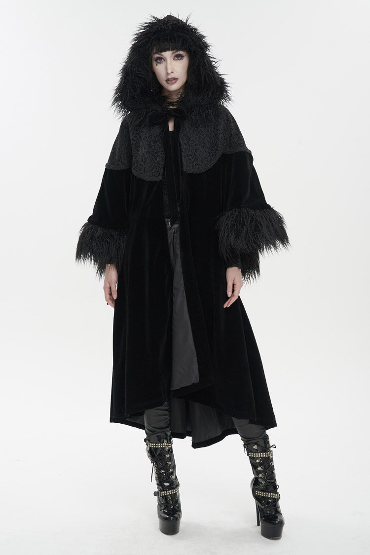 Black Jacquard Fabric Petal Stitching Three-Dimensional Webbing Cape Like Wide Wool Sleeves Women's Gothic Jacket - Product - 3