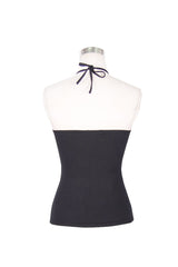 Black Front Chest Spider Web Flocking Printing Mesh Tight Halter Women's Punk Vest - Product - 7
