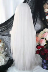 Moonlight White Full Bangs Sweet Lolita Long Straight Wig - Product - 3