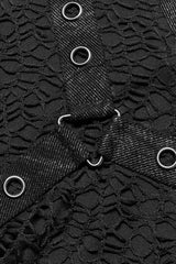 Black Short Sleeves Buckle Stitching Mesh Men's Steampunk T-Shirt - Product - 6