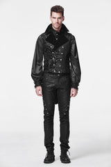 Black Double-Breasted Swallowtail Hem Print Mens Gothic Vest - Product - 2