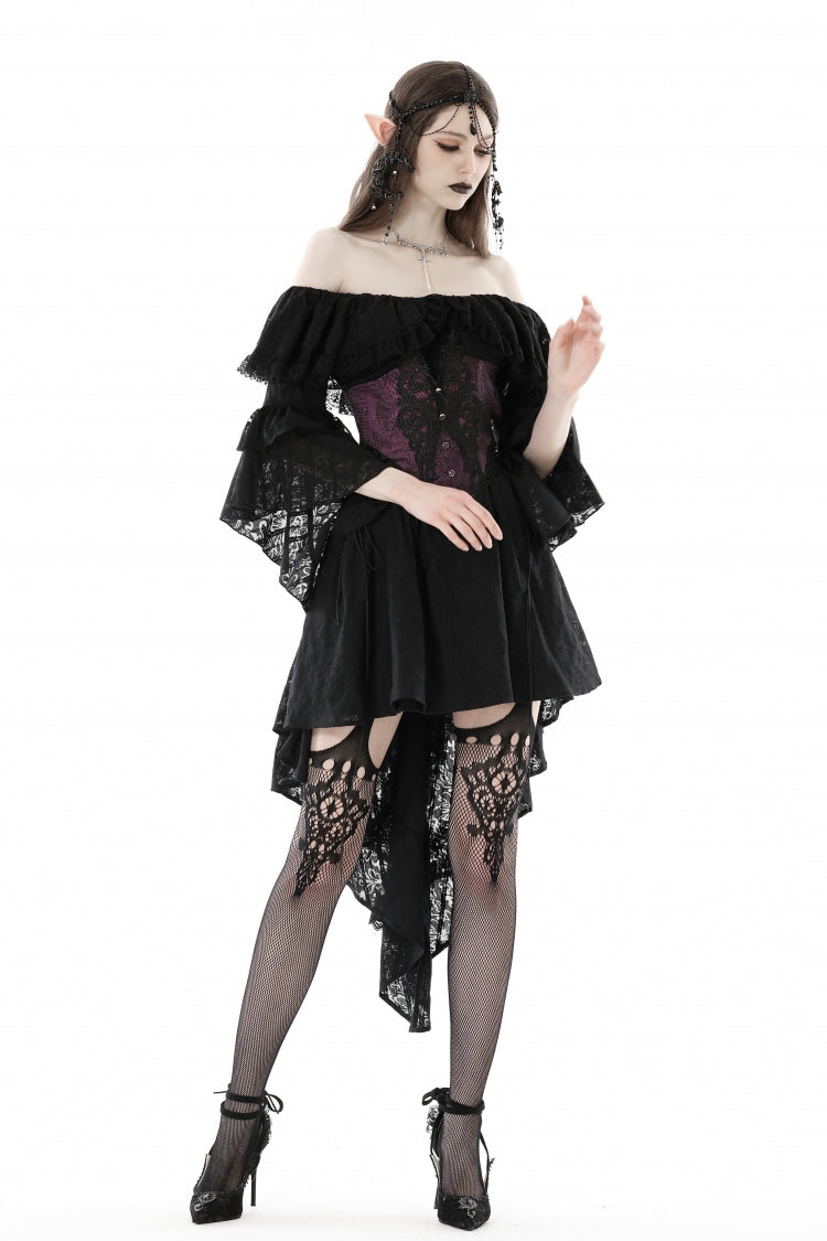 Purple Butterfly Embroidered Lace Women's Luxurious Royal Underbust Corset - Product - 10