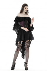 Purple Butterfly Embroidered Lace Women's Luxurious Royal Underbust Corset - Product - 10