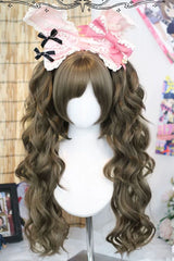 Ash Brown Sweet Lolita Roman Curls with Twin Pigtails Wig Set - Ash-Brown - 1