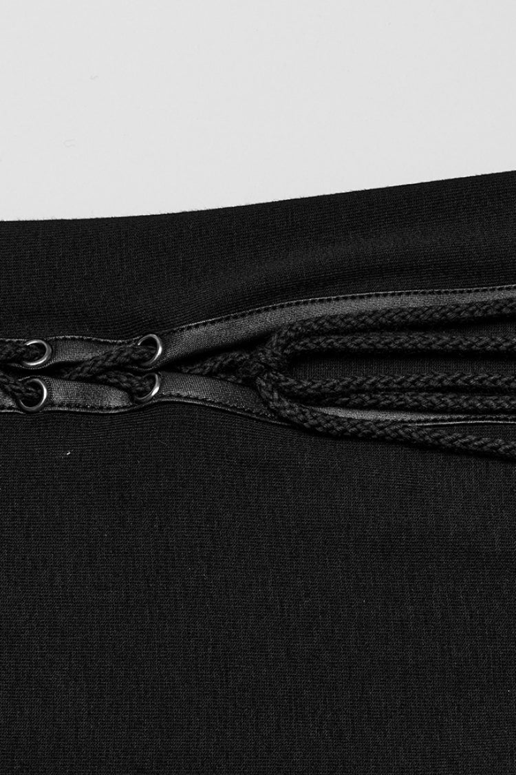 Black Lace-Up Rivet Women's Punk Fishtail Skirt - Product - 8