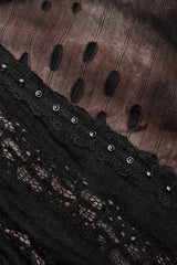 Lace Mesh Irregular Hem Hooded Womens Gothic Coat 2 Colors - Product - 14