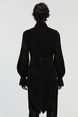 Black Stand Collar Pleated Swallow-tailed Men's Gothic Vest - Product - 3