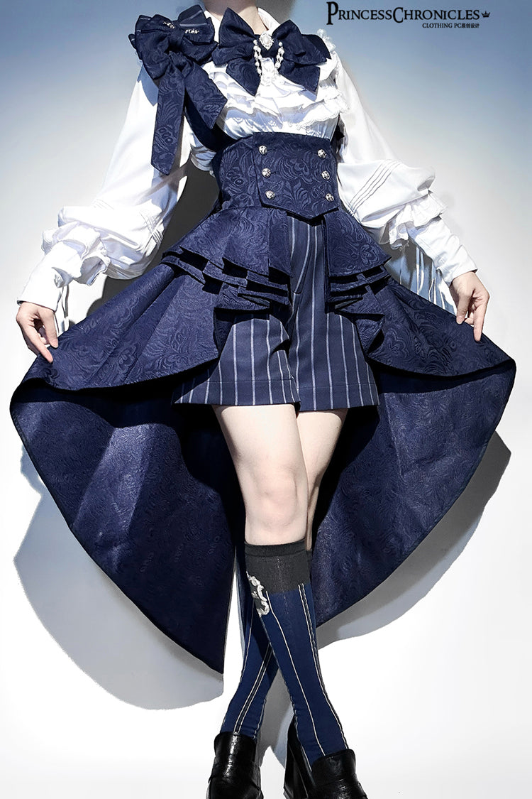 Blue Rabbit Theater Vertical Stripes Print Ouji Fashion Sweet Prince Cool Lolita Shorts - Product - 17