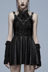 Sleeveless Stitching Spider Web Ripped Women's Gothic Dress 3 Colors - Black - 1