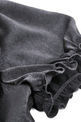 Black Point Collar Short Puff Sleeves Ruffled Women's Gothic Blouse - Product - 16