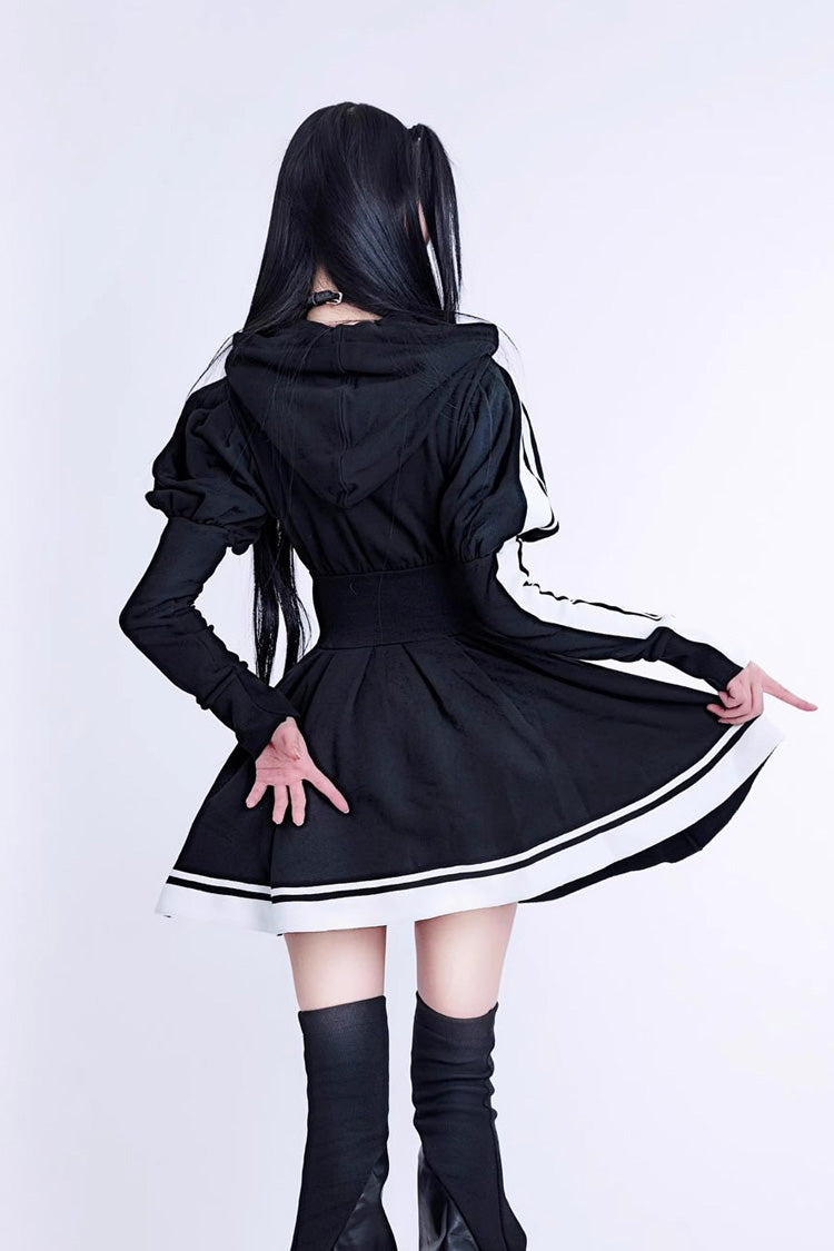 Japanese Long Sleeves Ruffle Bowknot Punk Jirai Kei Sweater Dress 3 Colors - Product - 8