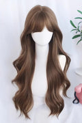 Long Wavy Daily Sweet Lolita Wig with Light Airy Bangs 5 Colors front view