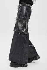 Black Big Pockets Straps Chain Men's Punk Pants - Product - 3