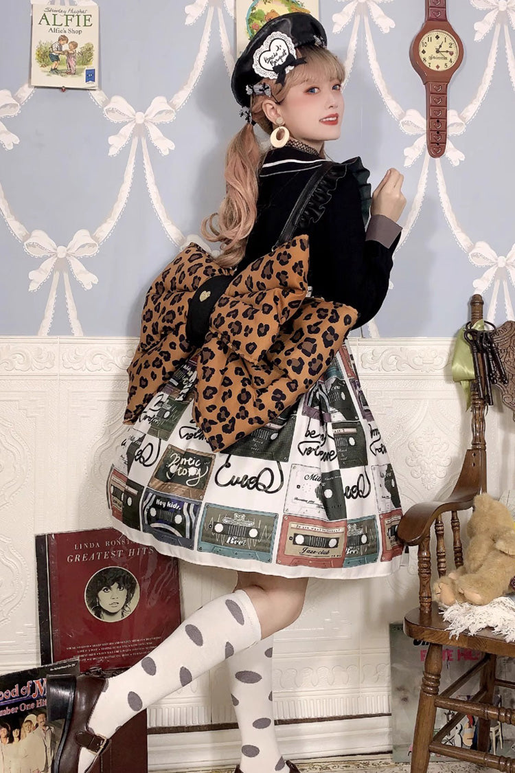 Brown Polka Dot Print Bowknot Shaped Sweet Lolita Backpack - Product - 3
