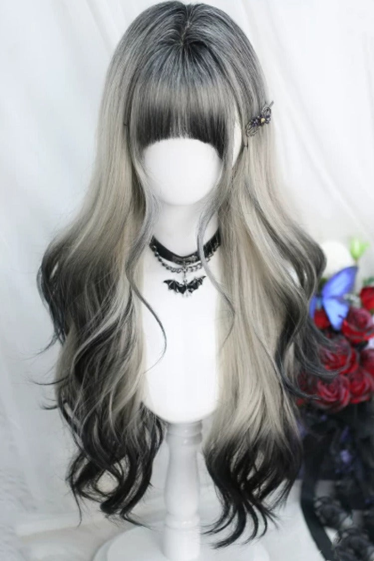 White/Black Gradient Long Curly Classic Sweet Lolita Wig - Product - 2