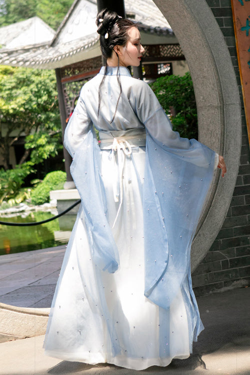 Blue Chinese Style School Sweet Hanfu Dress - Product - 5