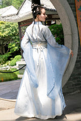 Blue Chinese Style School Sweet Hanfu Dress - Product - 5