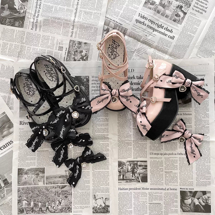 Sweet Bowknot Lace Japanese Lolita Platform Shoes 2 Colors - Product - 6