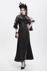 Black Batwing Beaded Lace-Up Zipper Women's Underbust Corset - Product - 12