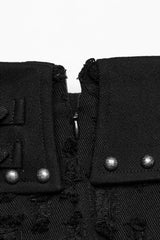 Black Ripped Asymmetric Studded Women's Punk Denim Skirt - Product - 7