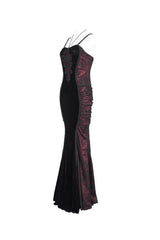 Black/Red High Waisted Embroidery Women's Gothic Dress - Product - 6