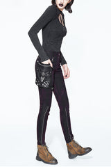 Black Distressed Right Side Detachable Bag Women's Punk Pants - Product - 2