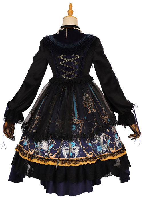 Black God's Salvation Long Sleeves Lace Ruffled Gothic Lolita OP Dress - Product - 9