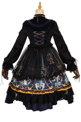 Black God's Salvation Long Sleeves Lace Ruffled Gothic Lolita OP Dress - Product - 9