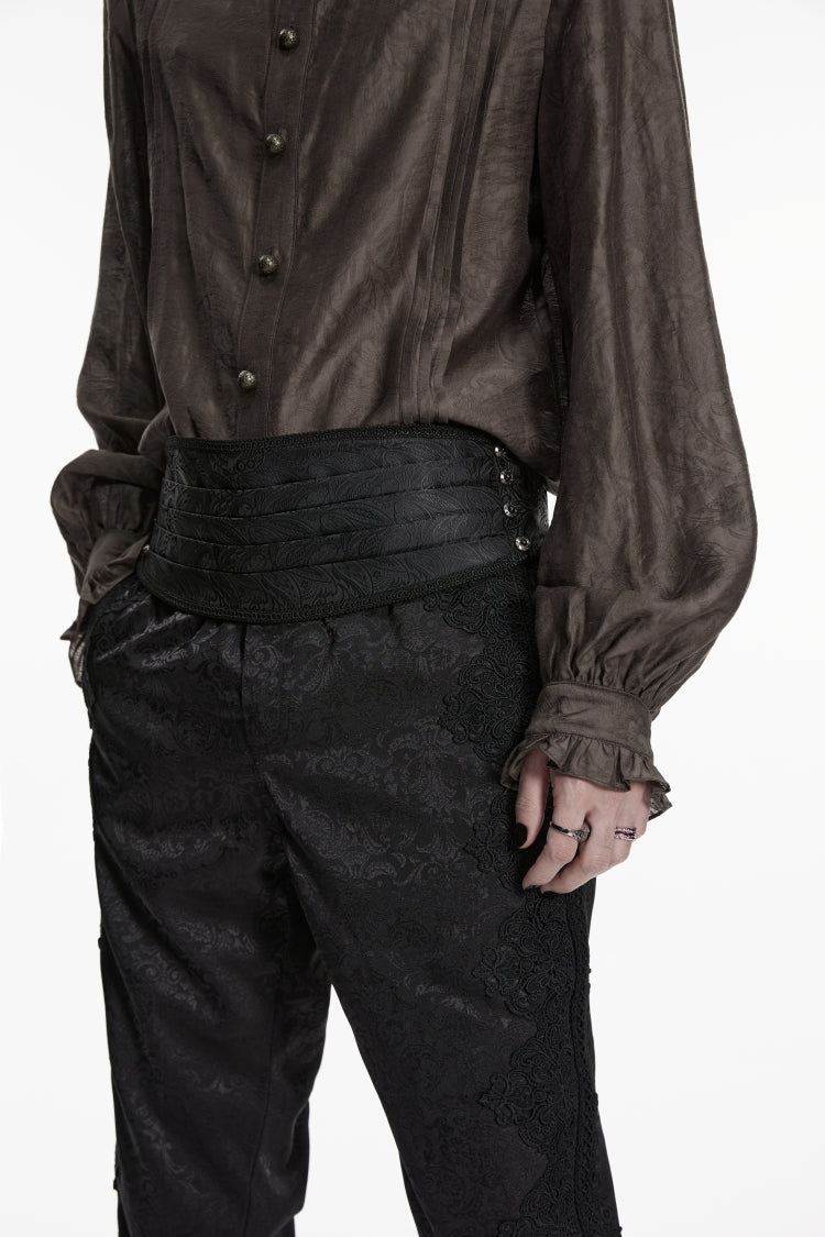 Black Embroidered Pleated Men's Gothic Accessory - Product - 6
