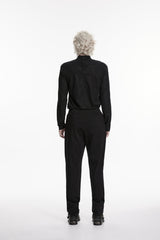 Black Spliced Lace-Up Slim Buckled Men's Gothic Pants - Product - 5