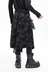 Black Chain Rivet Buckle Men's Gothic Skirt - Product - 4