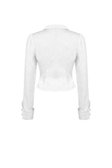 White Turn-down Collar Ruffled Long Sleeves Women's Gothic Blouse - Product - 8
