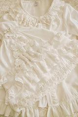 Long Trumpet Hime Sleeves Ruffle Bowknot Lace Sweet Gorgeous Lolita Blouse 2 Colors - Product - 2
