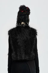 Black Sleeveless Bowknot Side Bandage Womens Steampunk Coat - Product - 3