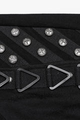 Black Triangular Stitching Mesh Buckle Women's Punk Pants - Product - 6