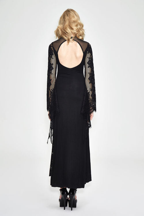 Gothic Positioning Flower Elegant Lace Flared Long Sleeves Womens Dress - Product - 5
