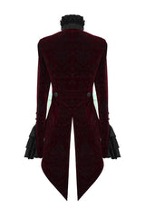 Red Jacquard Velvet Womens Swallow Tailed Gothic Coats - Product - 6