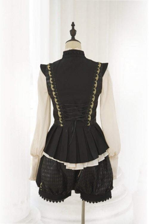 Black Immortal Thorn The Invitation Of The Kingdom Ouji Lolita Vest And Shorts - Product - 3