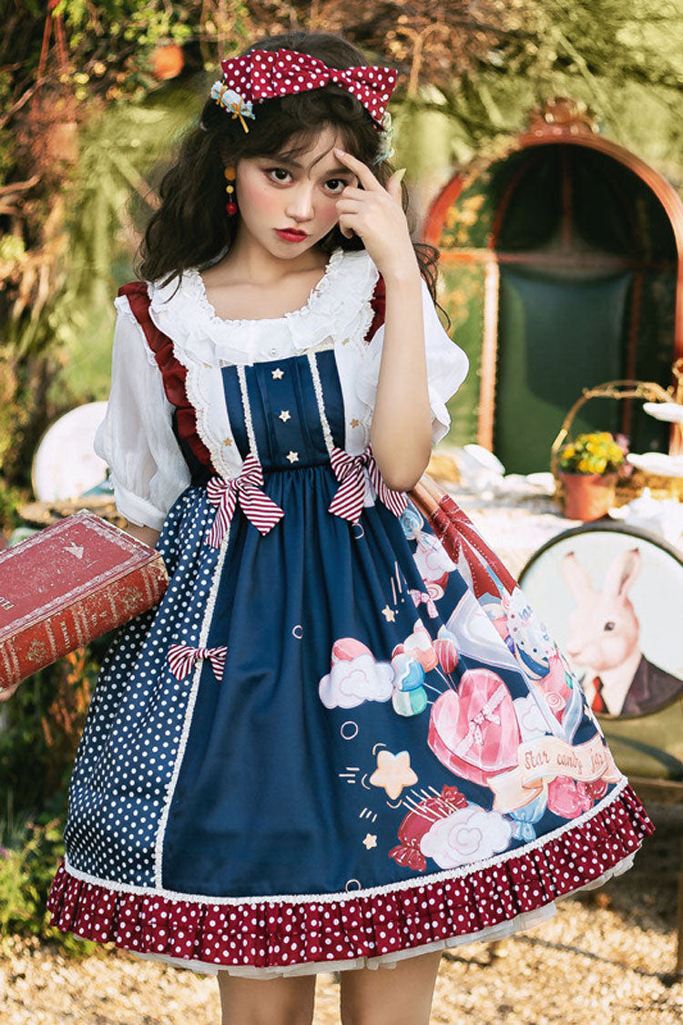 Candy Print Star Buttons Sweet Lolita JSK Dress - Product - 2