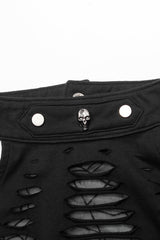 Sleeveless Spider Print Hollow Stitching Ripped Women's Steampunk Vest 3 Colors - Product - 13