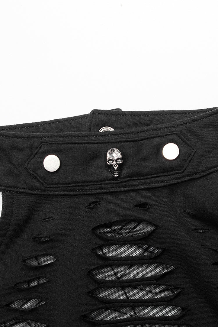 Sleeveless Spider Print Hollow Stitching Ripped Women's Steampunk Vest 3 Colors - Product - 13