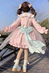 Bear Long Sleeves High Waisted Ruffle Bowknot Sweet Lolita Dress 3 Colors - Product - 10