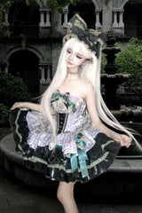 Green/Purple [The Little Mermaid's Tears] Sleeveless Multi-Layered Ruffled Bow Lace-Up Sweet Ballet Lolita Dress - Product - 6