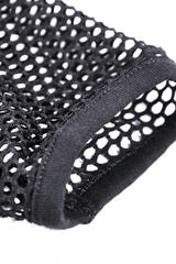 Black Long Sleeves Fishnet Mesh Women's Gothic Punk Hooded Cape - Product - 16