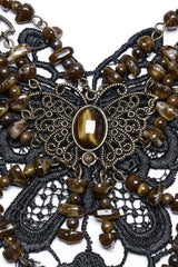 Brown Irregular Beaded Butterfly Women's Punk Necklace - Product - 6