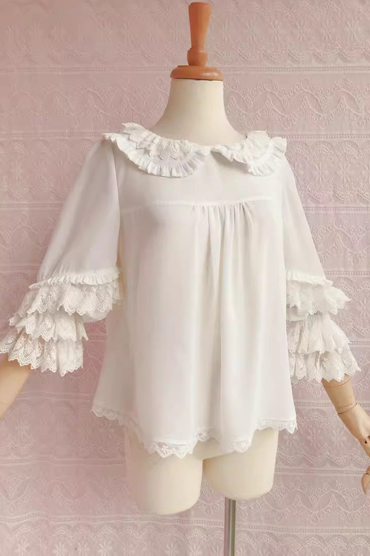 Chiffon Doll Collar Long Sleeves Sweet Lolita Blouse 3 Colors - Product - 3