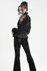 Black Long Sleeves Hollow Ripped Women's Gothic Blouse - Product - 11