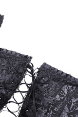 Black Floral Jacquard Lace-Up Women's Gothic Overbust Corset - Product - 10